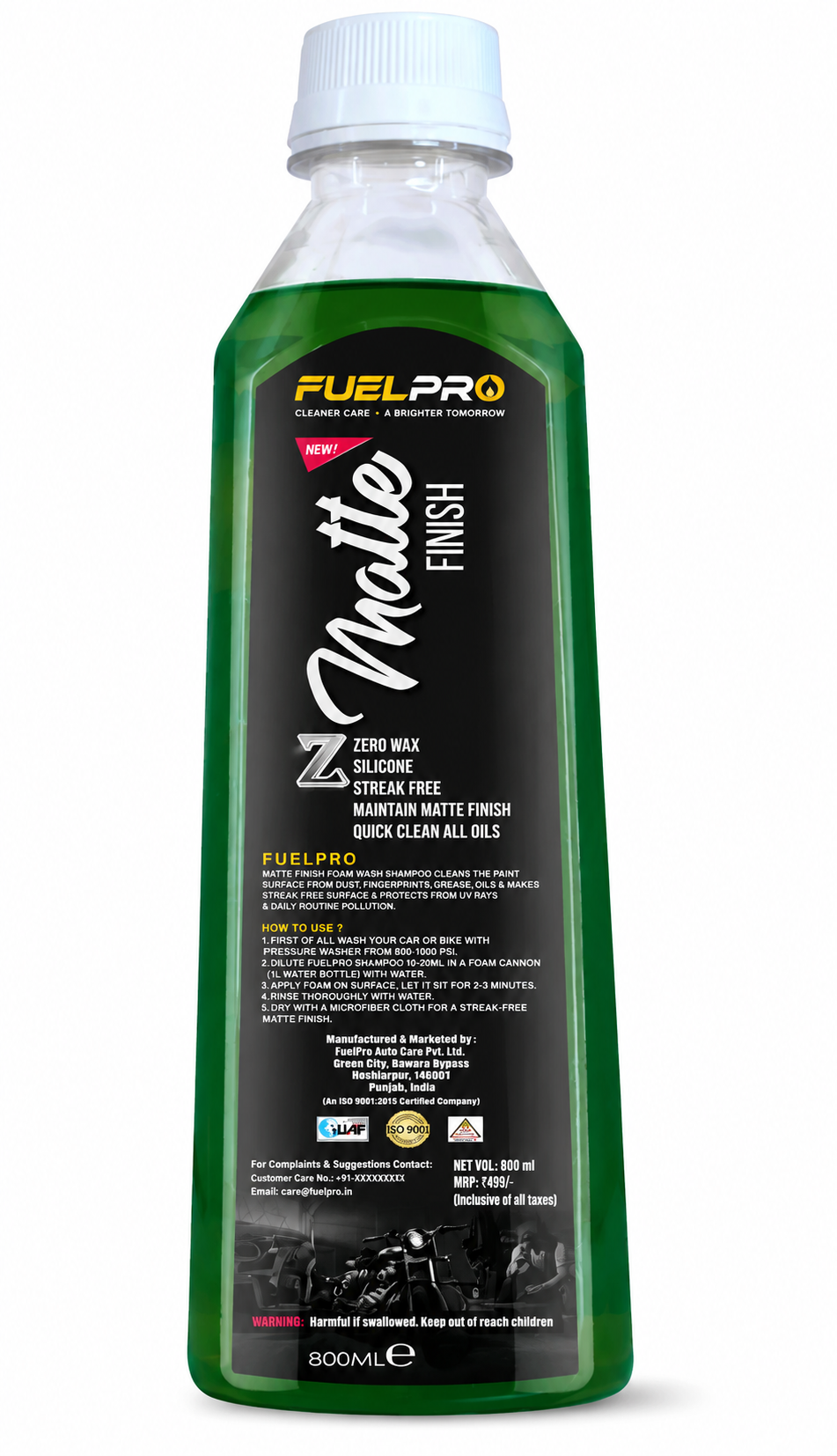 FuelPro Matte & Satin Finish Car Wash Shampoo – 800ml | Foam Wash for Cars & Bikes