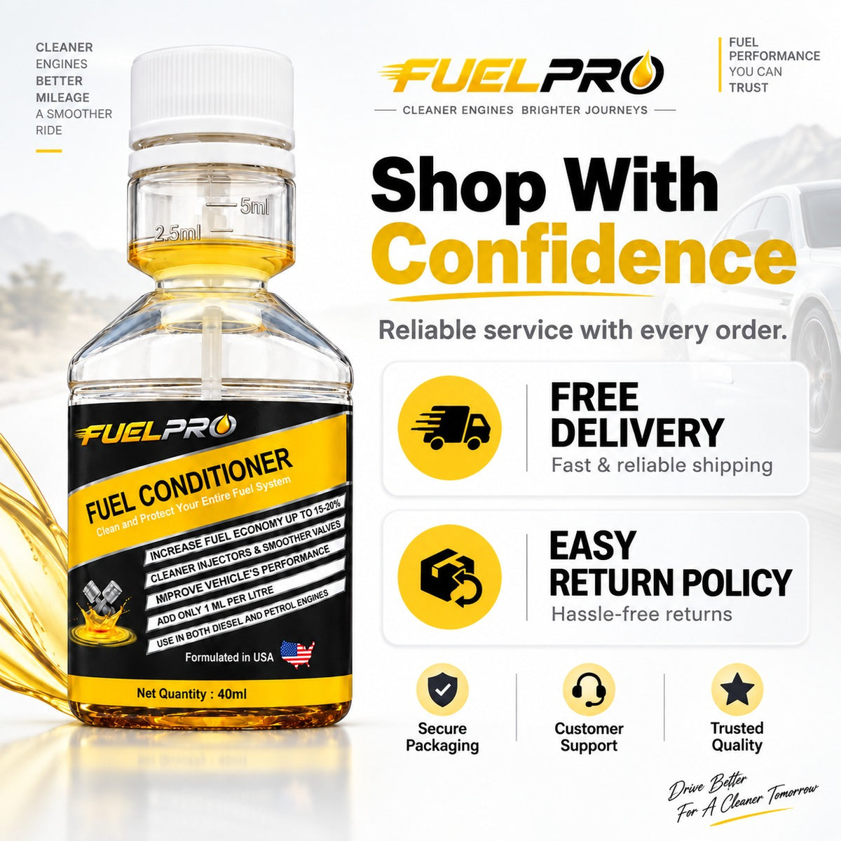FuelPro Fuel Conditioner – 40ml | Petrol & Diesel Fuel System Cleaner