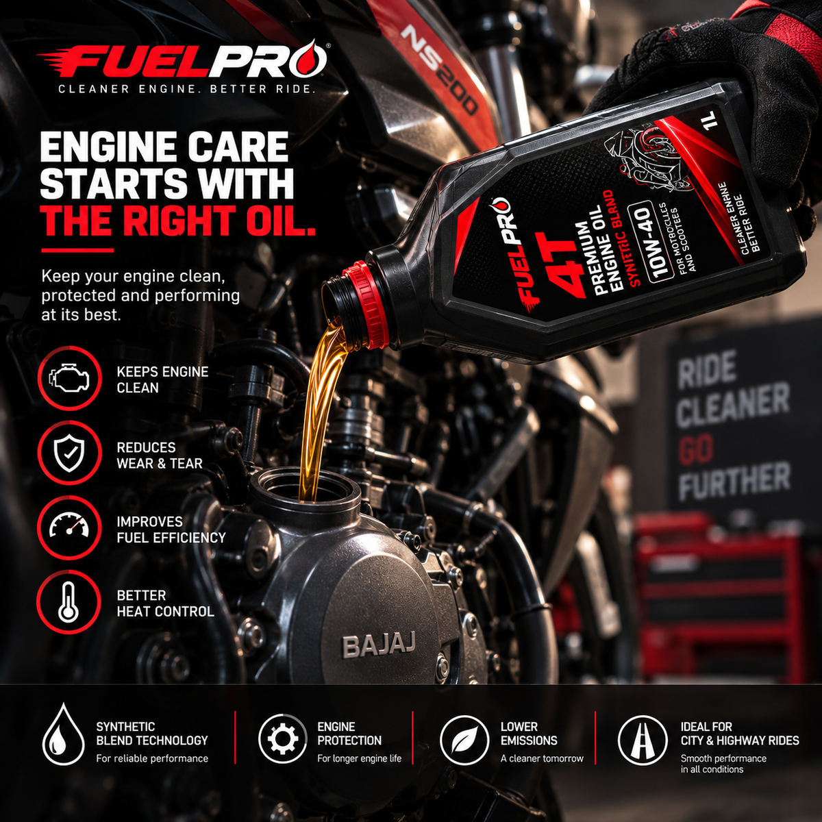 FuelPro 4T Premium Engine Oil 10W-40 – 1L