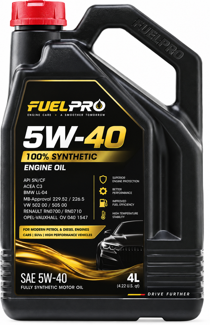FuelPro 5W-40 100% Synthetic Engine Oil – 4L | Advanced Engine Protection