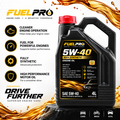 FuelPro 5W-40 100% Synthetic Engine Oil – 4L | Advanced Engine Protection