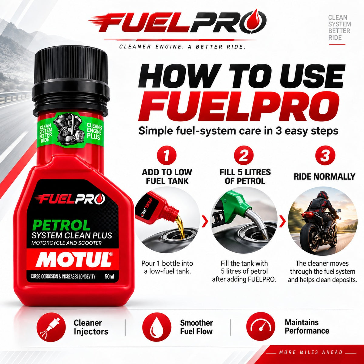 FuelPro Petrol System Cleaner – 50ml | Bike & Scooter Fuel Care